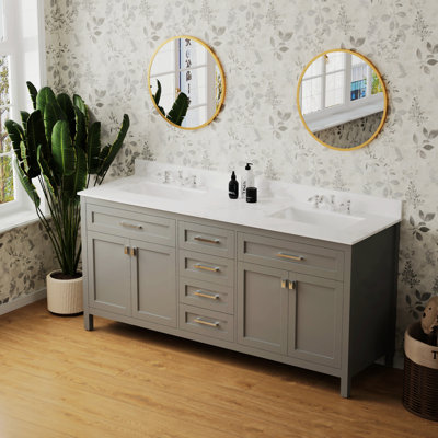 Khyir 72.59"" Double Bathroom Vanity Base Only -  Rosdorf Park, A470CFA0C64D40E6A01DA51205E2BA3F