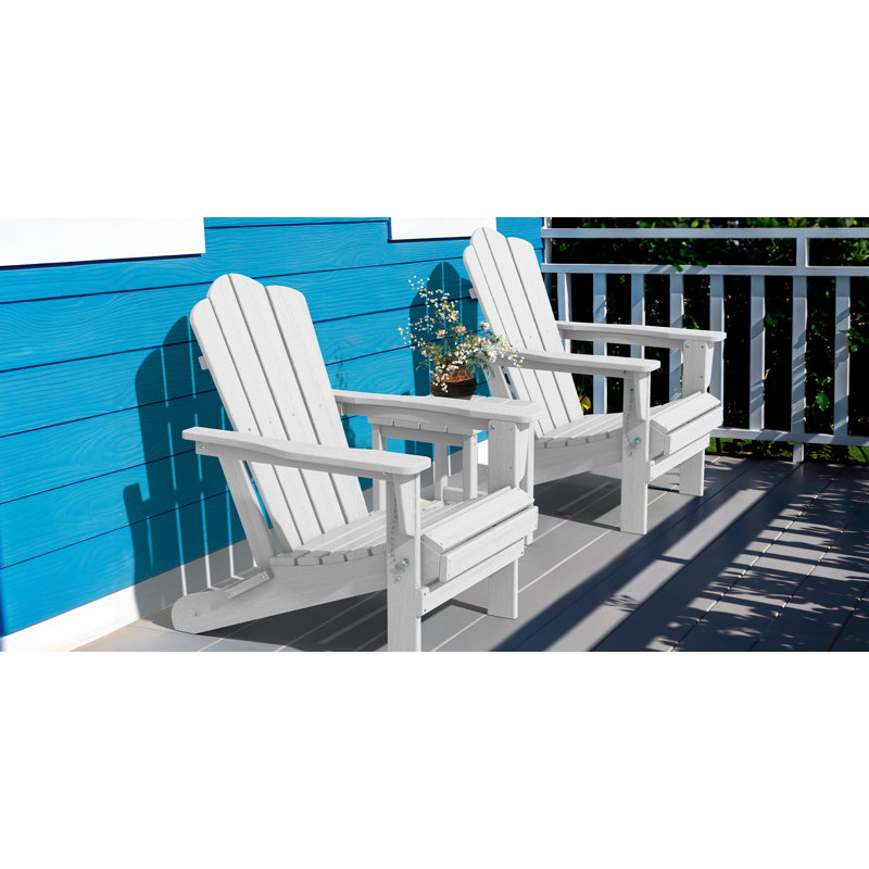 Wolak Foldable Outdoor Adirondack Chair, White