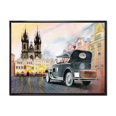 " Old Retro Car On The Old Town Square In Prague "