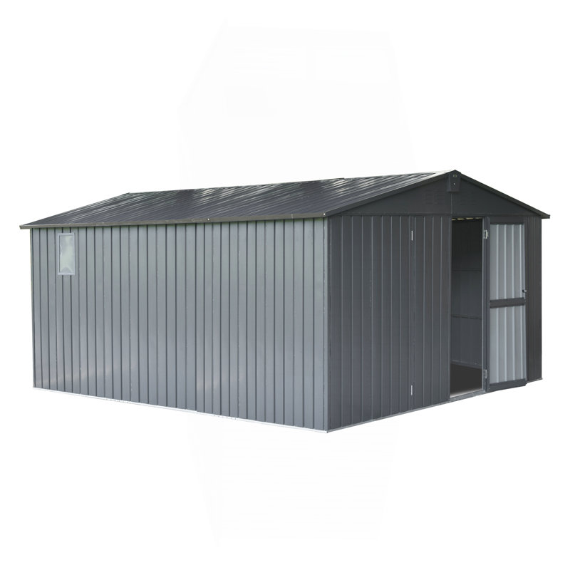 Backyard Storage Shed 11' X 12.5' With Galvanized Steel Frame & Windows, Outdoor Garden Shed Metal Utility Tool Storage Room With Lockable Door For Patio(Dark Gray)