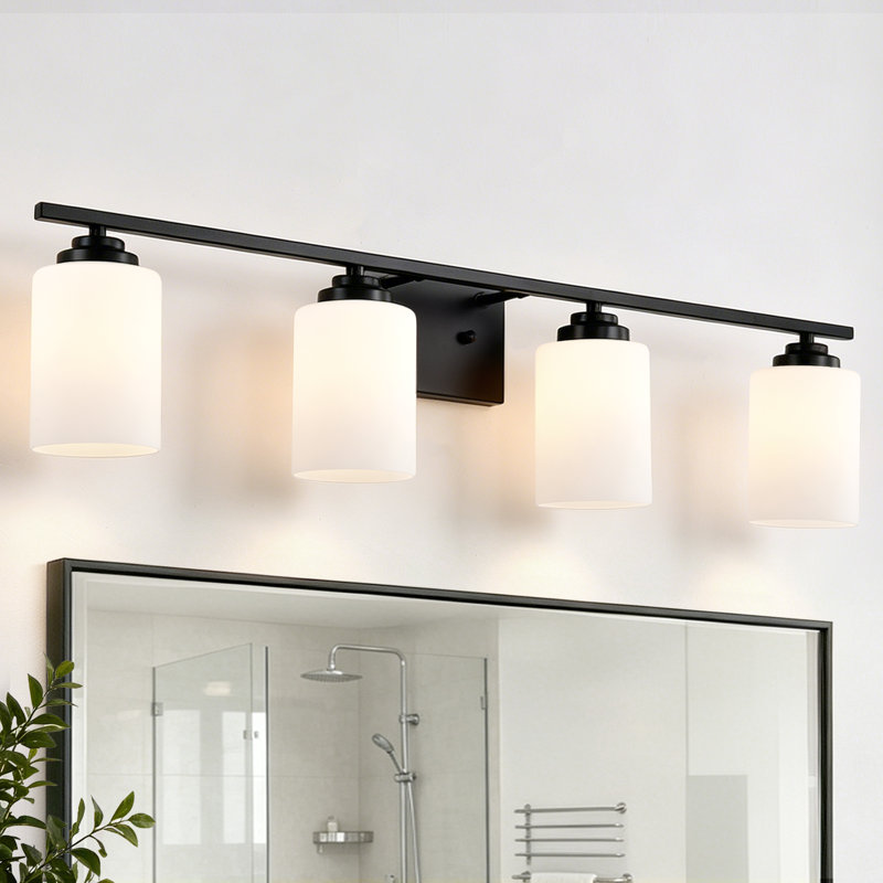 Éclairage pour meuble-lavabo Burdene, Noir mat, 4