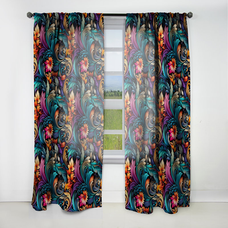 Motif cachemire bohémien Rhapsody IV - rideau en velours glamour - obscurcissant - 1 panneau, L 52 po x L 84 po