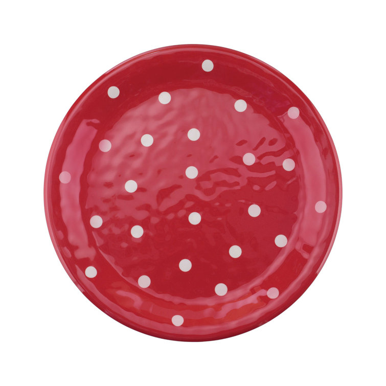 Ebern Designs Red Polka Dot, 9 Melamine Plate S6