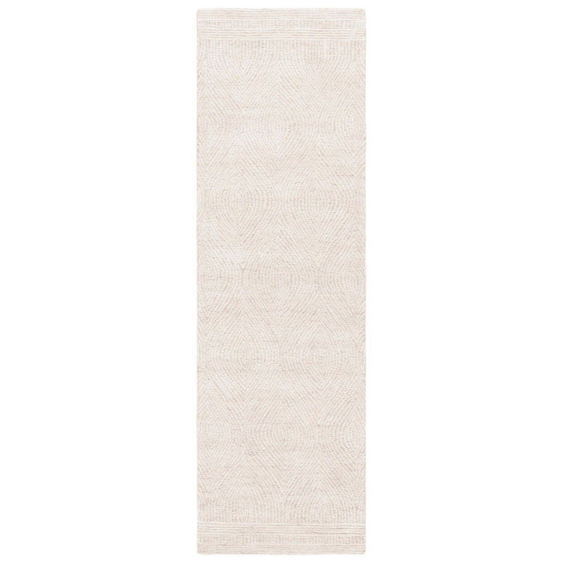 Lulubell Abstract Hand Tufted Wool Geometric Rug, Runner 2'3" x 12', Ivory/Beige