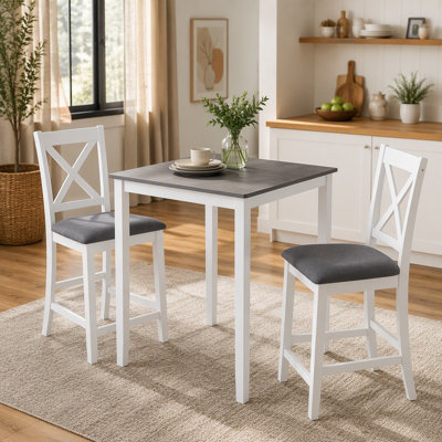 5-Piece Counter Height Dining Table Set with 4 Chairs, Classic Wooden Dining Table Set for 4, Modern and Simple Design 4-Person Dining Table Set for S
