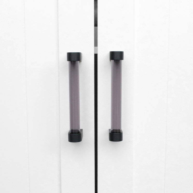 Poignée barre / poignée en acrylique Clarity, Noir mat / Fumée, 8 po d'un centre à l'autre