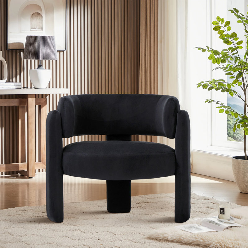 Fauteuil d'appoint demi-tonneau 33 po, Velours noir