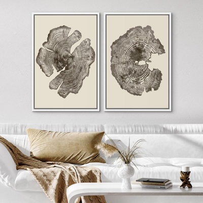 "Formes abstraites minimalistes roses et bleu marine simples", 2 pièces sur toile