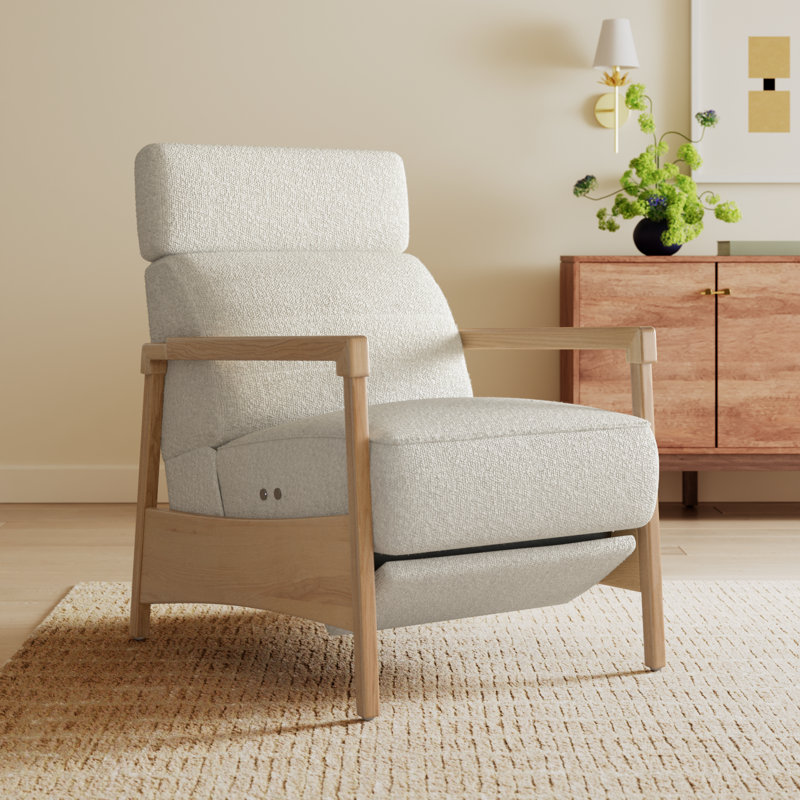 Amada Upholstered Power Recliner, Merino Pearl Performance Boucle