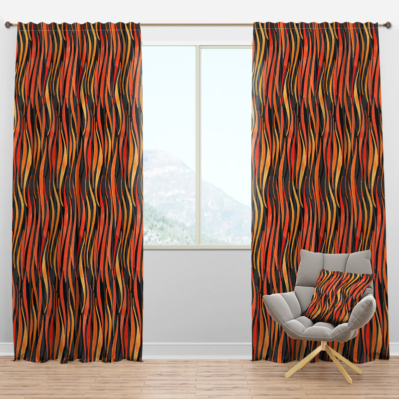 Panneau de rideau simple semi-diaphane avec passe-tringle Fire Flame, l 52 po x L 90 po