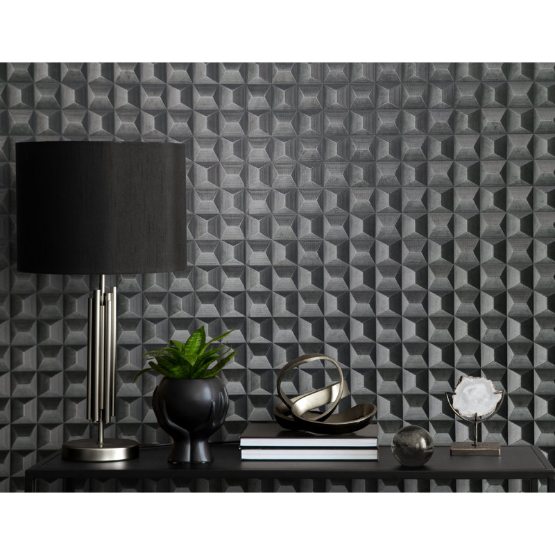 Romero 10m x 53cm Wallpaper Roll, Black