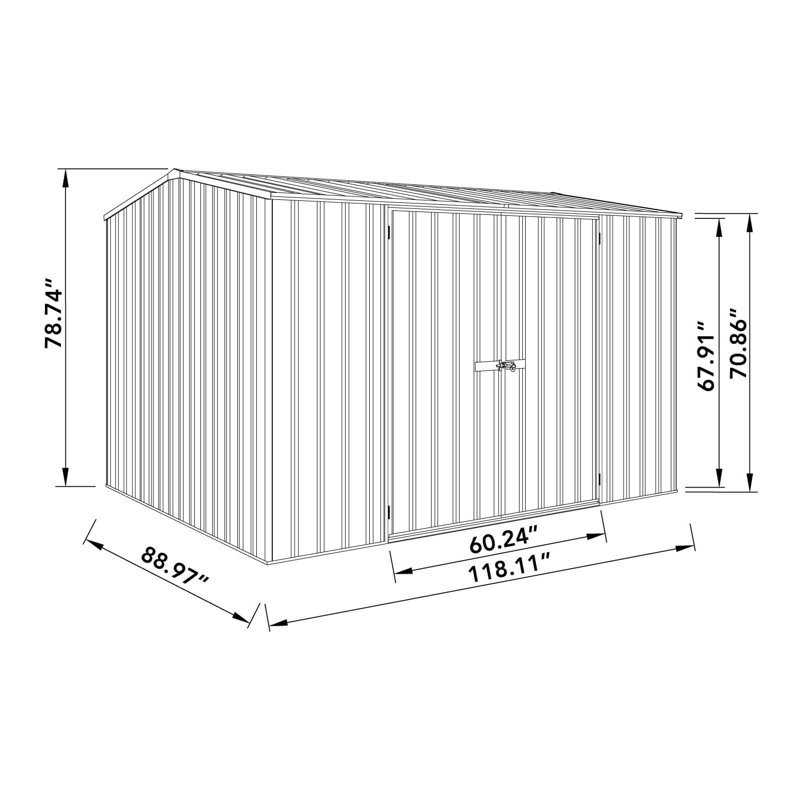 Gray 10 ft. x 7 ft. Premier Metal Double Door Shed