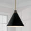 Luminaire suspendu 1 lumière en laiton vieilli et noir