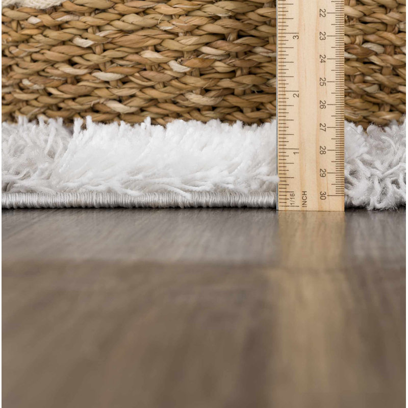 Atiran Checkered Plush Pile Gray Area Rug, Rectangle 8'10" x 12'