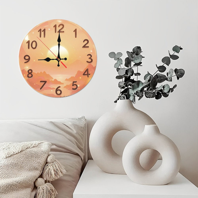 Horloge avec coucher de soleil