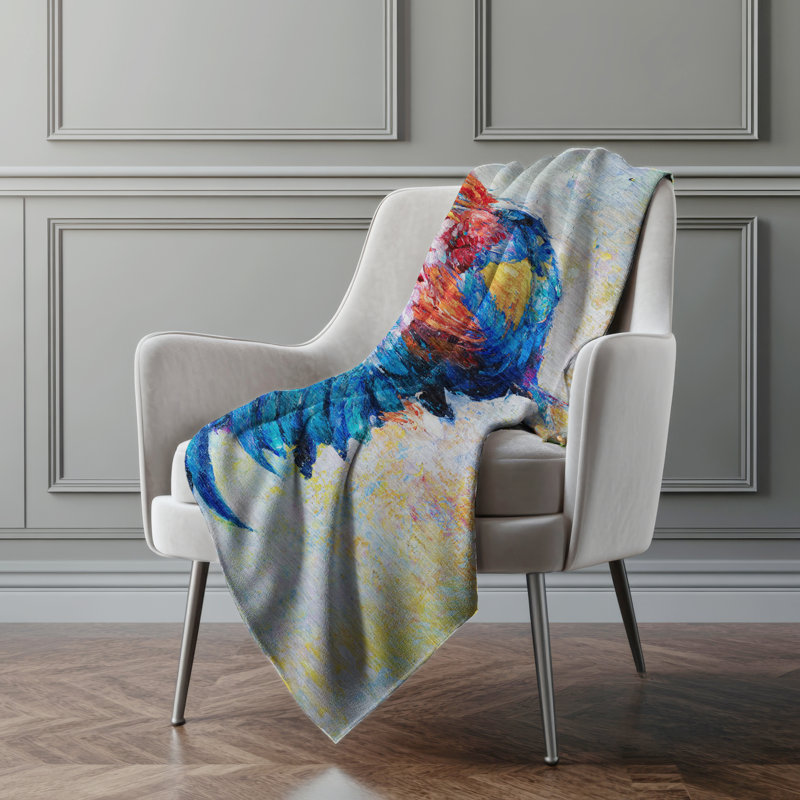 Addison Machine Washable Sherpa Rooster Throw Blanket