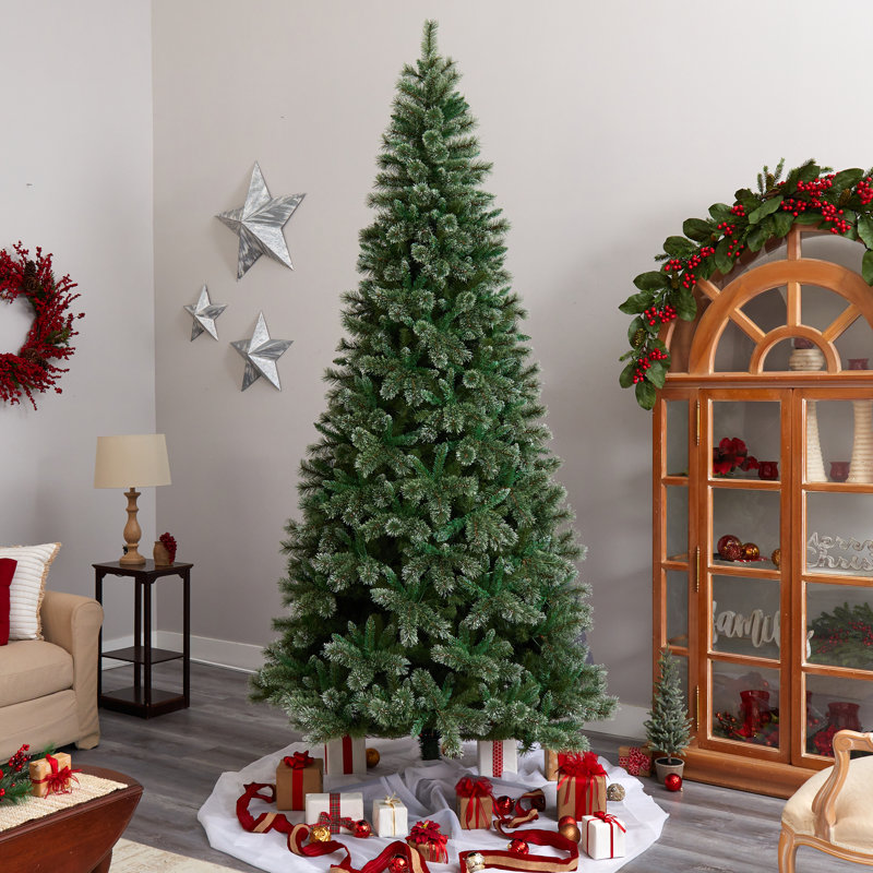 Arbre de Noël élancé vert avec lumières DEL fixes / constantes, H 10 pi