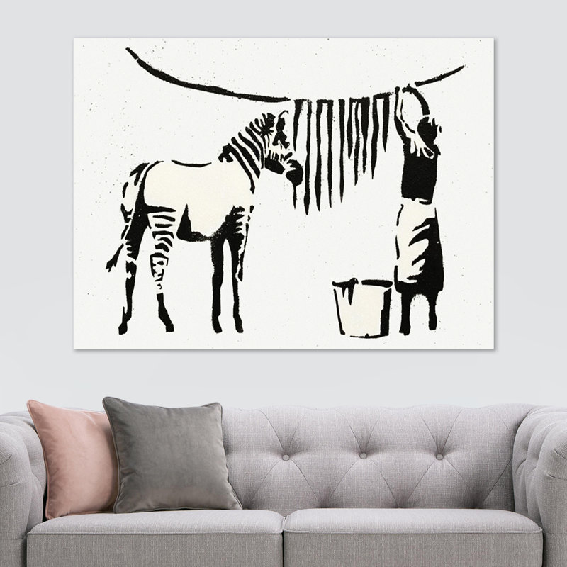 Zebra Washing - Wrapped Canvas Print, 41cm H x 61cm W x 4cm D