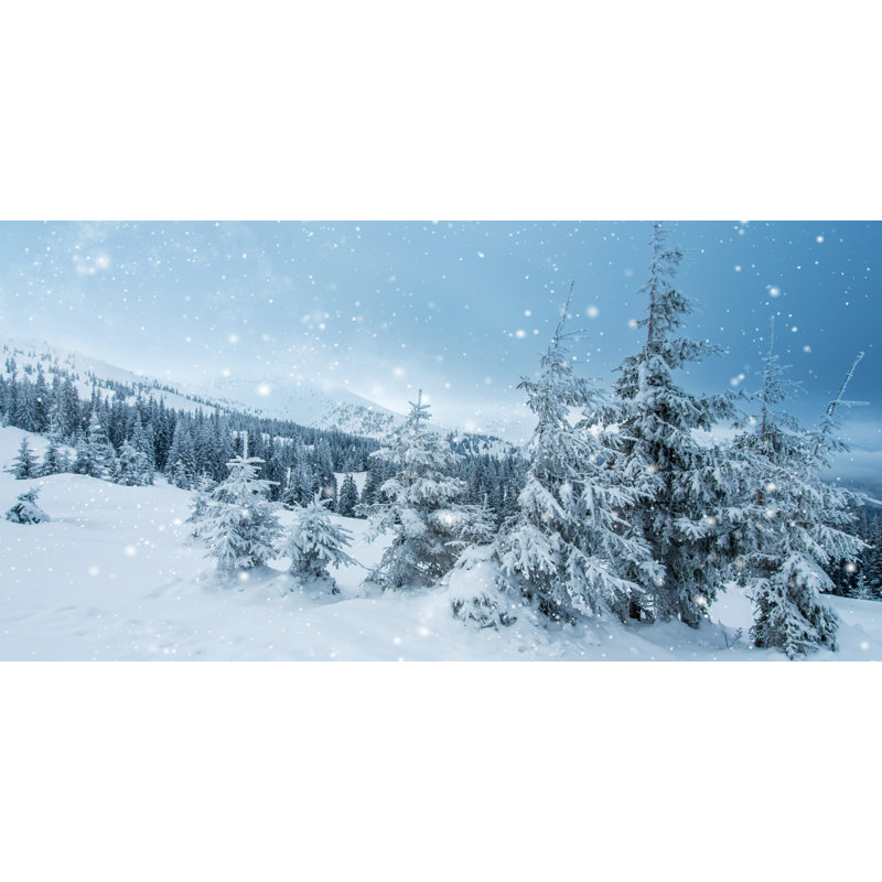 «Snowfall in the Alpine Pines», art mural sur toile tendue, 27,5 po x 55 po