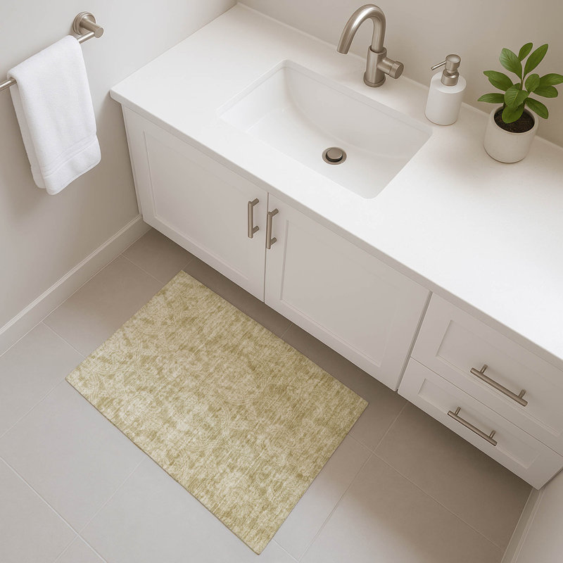 Premium Machine Washable Honig AMF1659 Damask Rug, Rectangle 1'8" x 2'6"