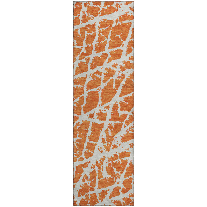 Premium Machine Washable Cerrito AMF501 Orange Rug, Runner 2'3" x 7'6"