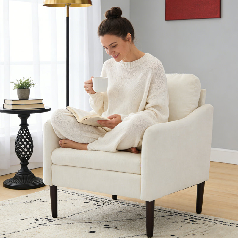 Upholstered Armchair, Beige