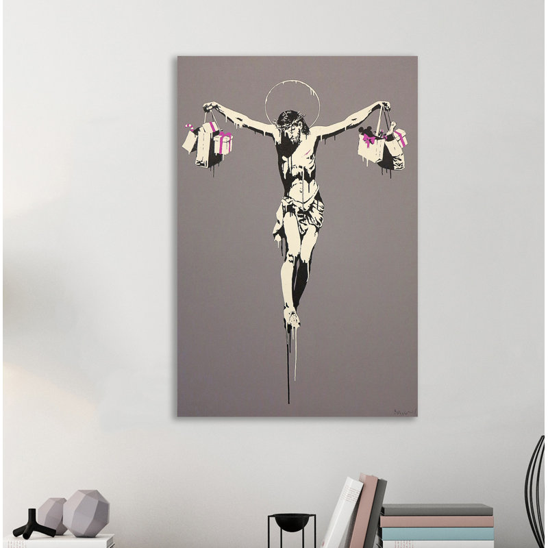 Christ With Shopping Bags by Banksy - Wrapped Canvas Print, 91 cm H x 61 cm W x 3 cm D