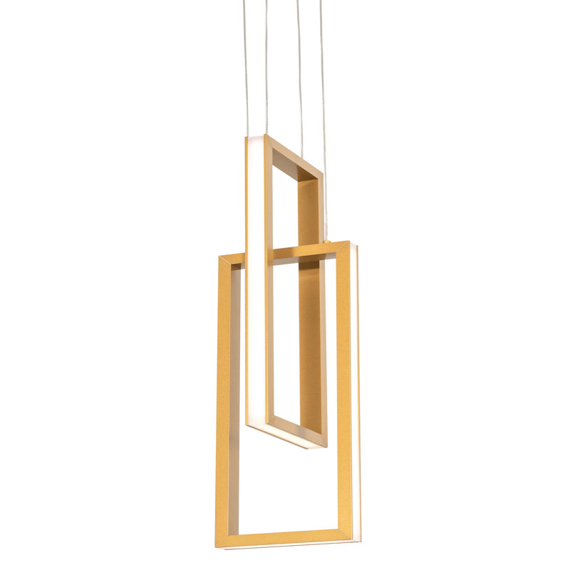 Luminaire suspendu rectangulaire unique à 1 lumière DEL Aionna, Doré