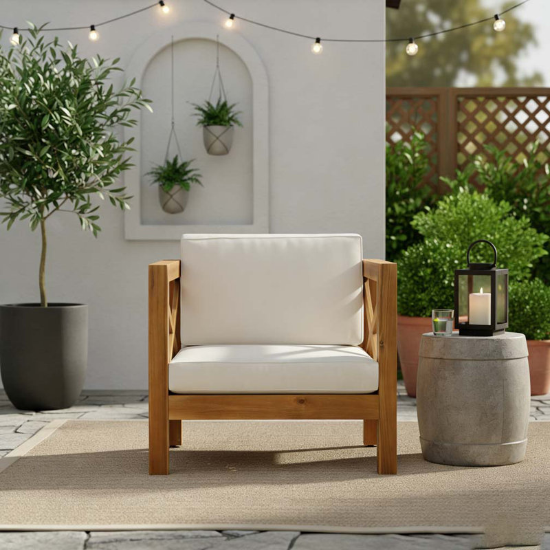 Chaise de patio pour club, Beige, Teck