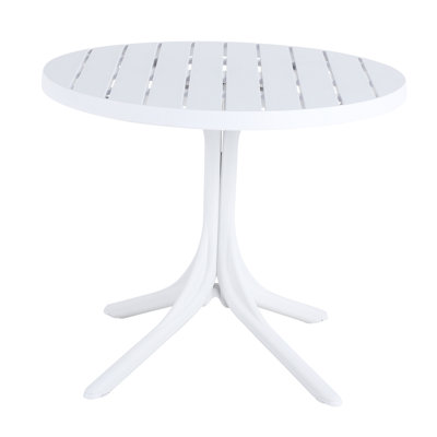 Durable Patio Tables, 35.4 In Polypropylene, Modern White For Home Dining