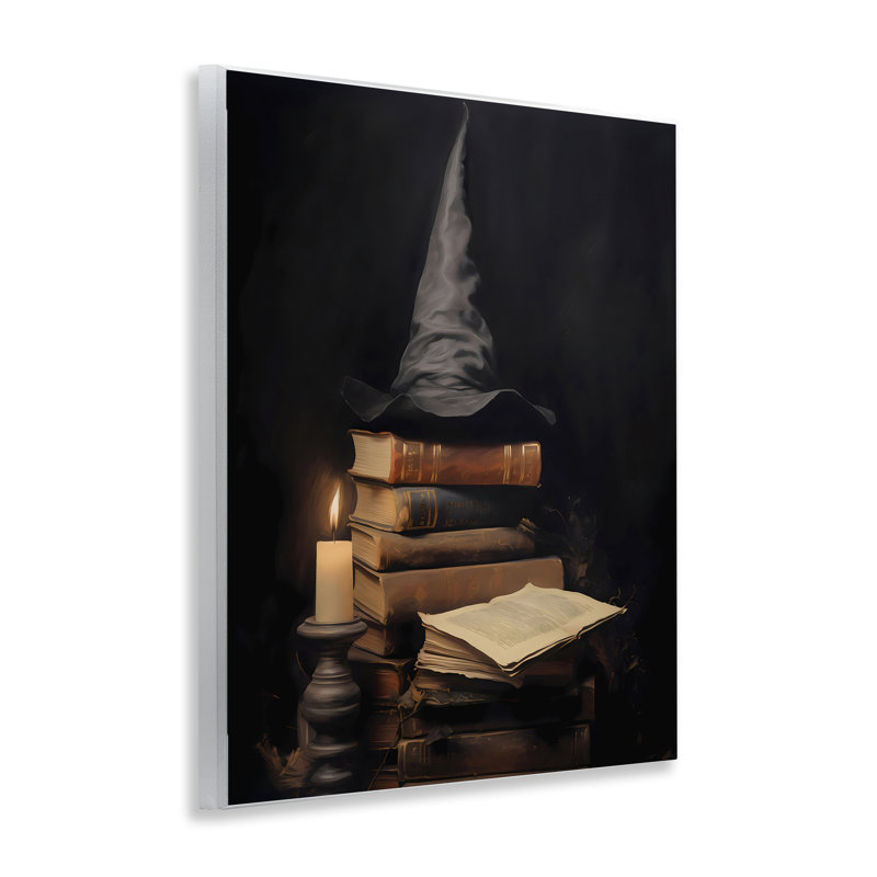 Plaque murale bibliothèque et chapeau de sorcière, design par LSR Design Studio