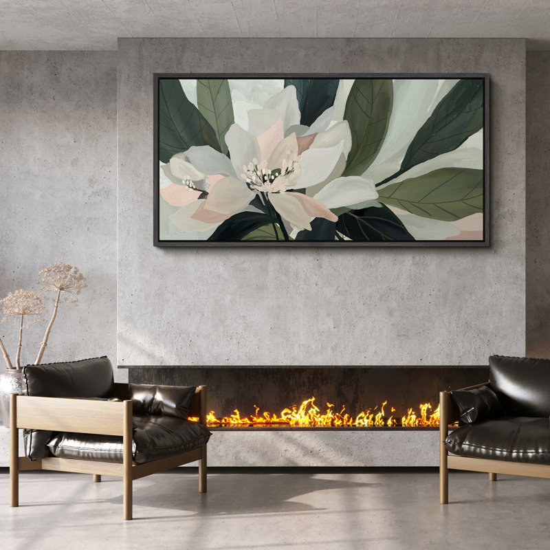 Abstrait sauge vert botanique fleur Art Mid Century Modern Boho Art mural horizontal Art déco, H 30 po x l 60 po