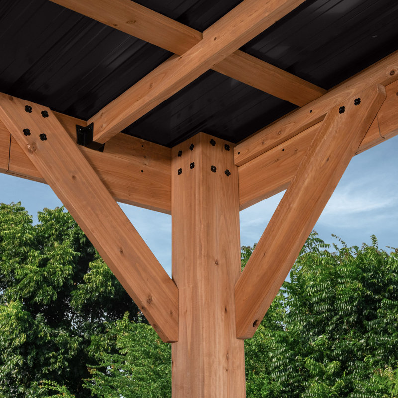 Kingsport 20' x 12' Cedar Carport Gazebo with Black Steel Roof