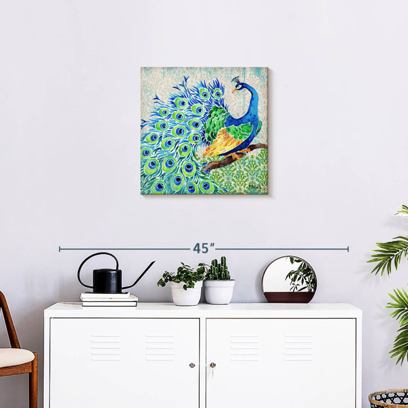 Patterned Peacock I, 20" H x 20" W