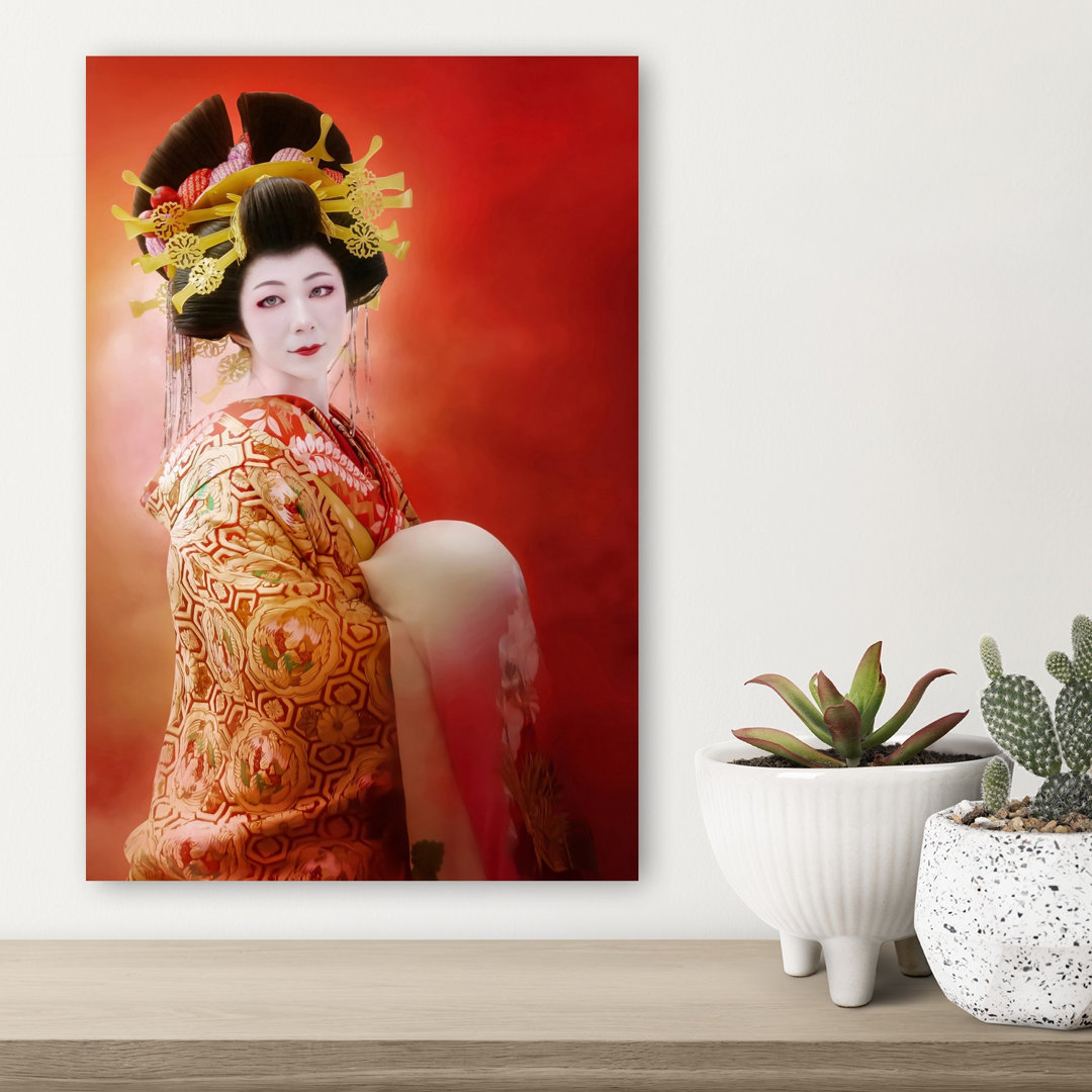 Elegant Japanese Geisha Classic Elegant Serene Portrait Wall Art Print