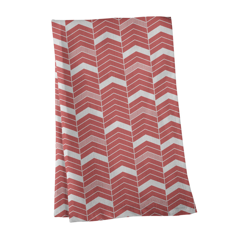 Stephenie Tea Towel Kitchen Towel, Maroon/White, Cotton Twill
