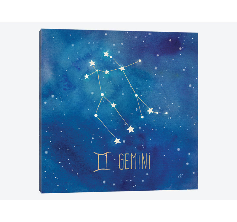 « star sign gemini », impression sur toile tendue, H 18 po x l 18 po x P 1,5 po, Toile tendue, Pas de tapis