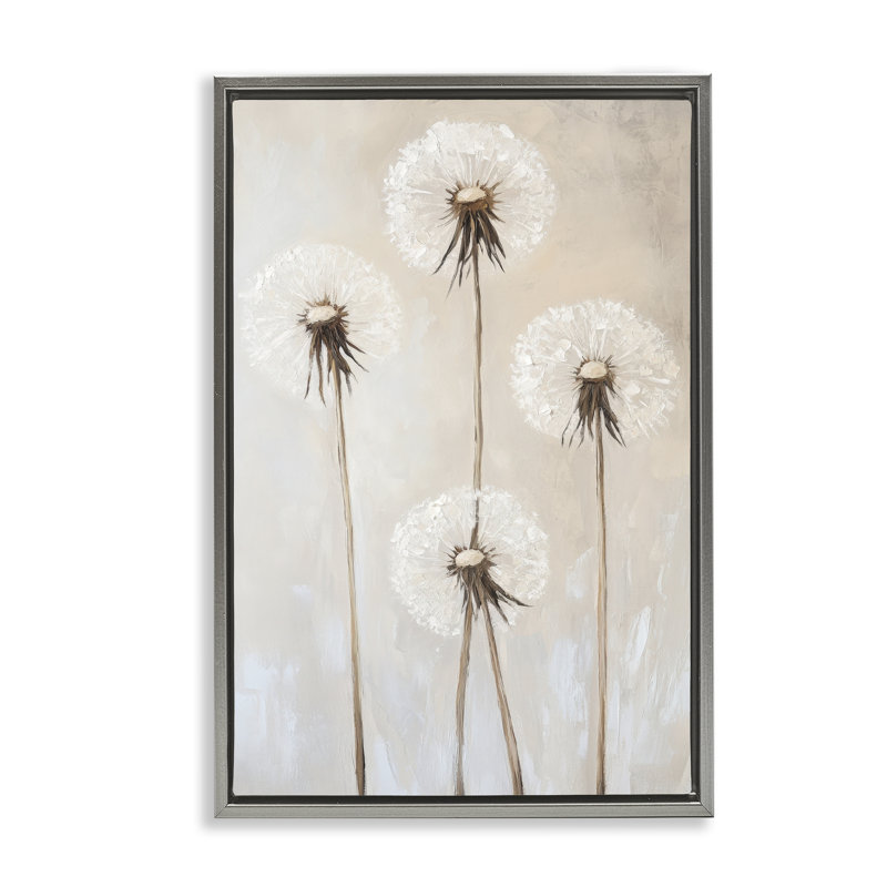 Cadre flottant neutre pissenlit, par Petal Prints Design, Cadre flottant gris lustré, H 25 po x l 17 po