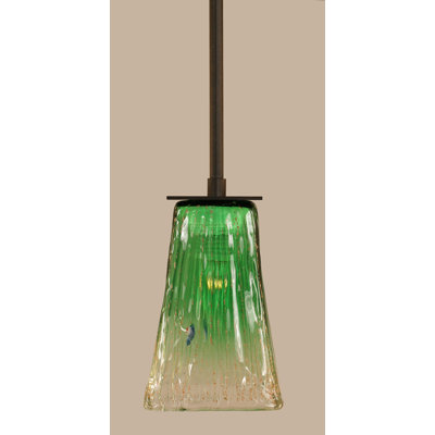 Quattrucci Stem Hung Mini Pendant Shown With 5" Square Crystal Glass