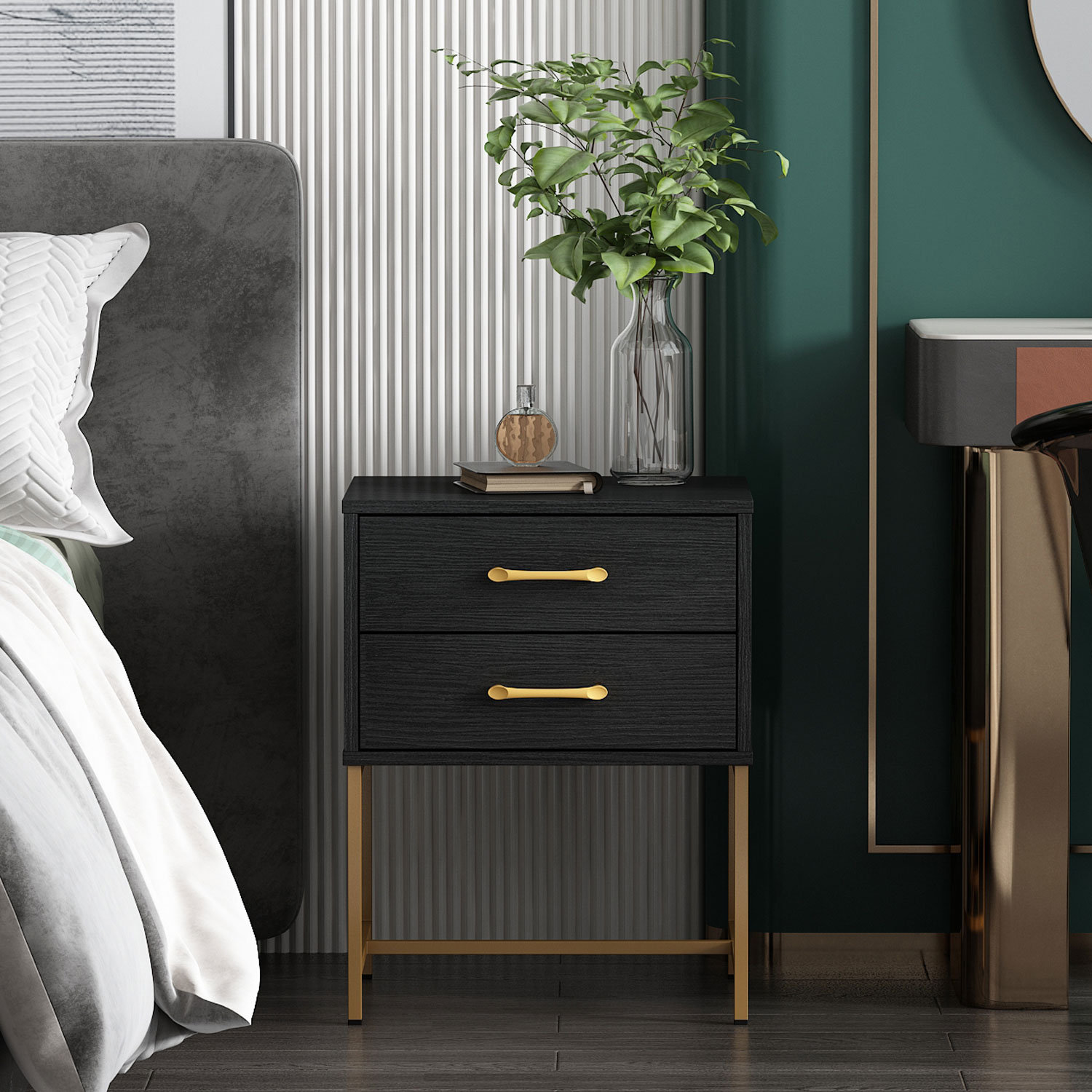 Everly Quinn 2 Drawer Nightstand & Reviews | Wayfair