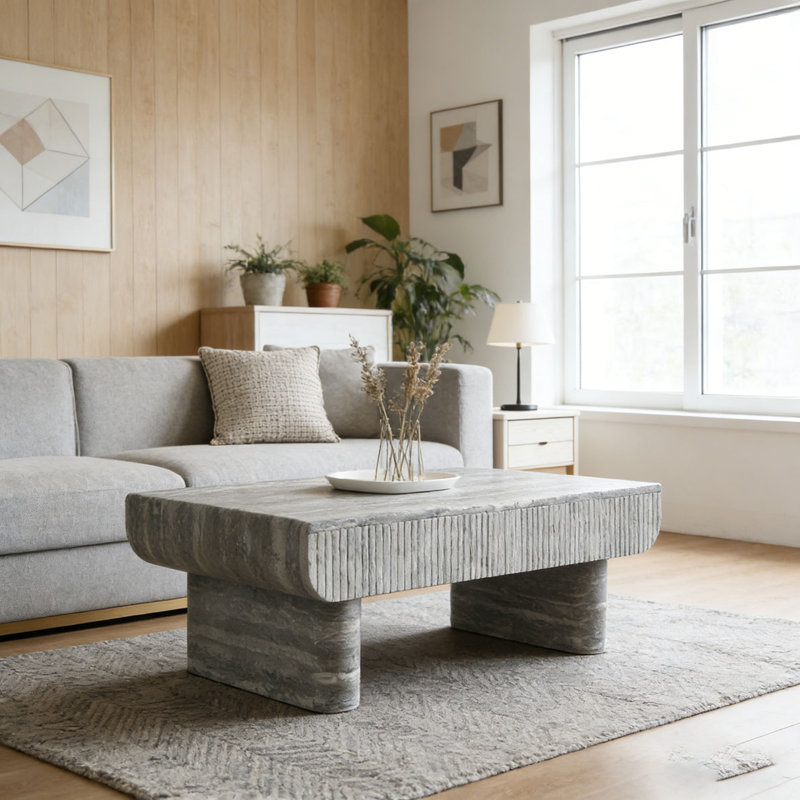 Table basse avec plateau en bois, Gris