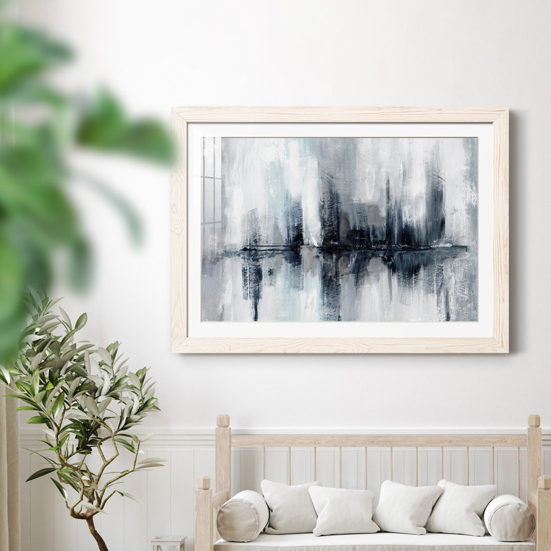 Indigo Harbor Lights - peinture encadrée, Cadre blanc, H 31 po x l 44 po x P 1 po