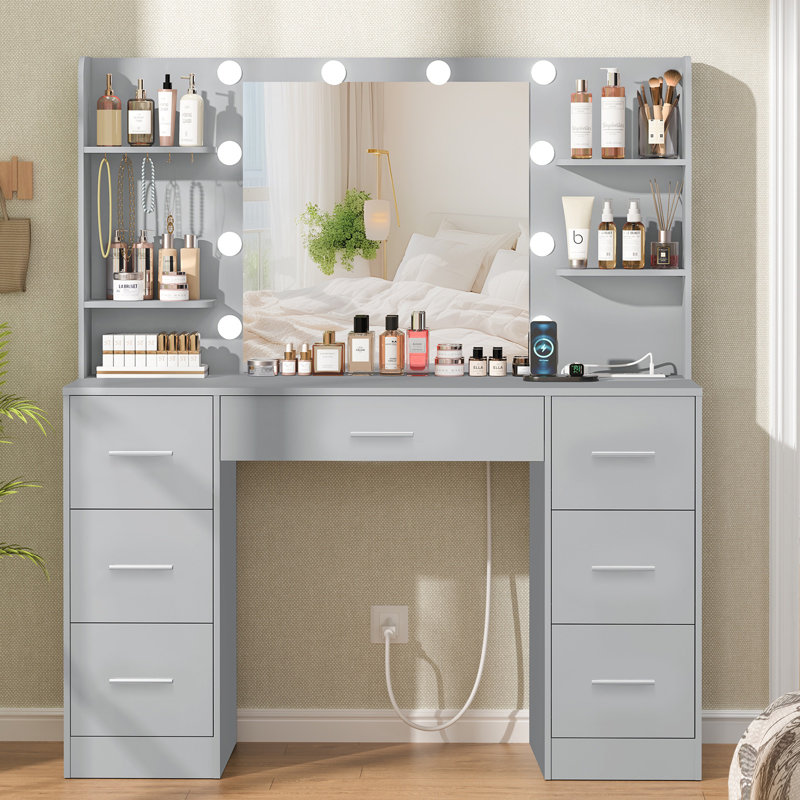 Ragin Makeup Vanity With Usb Power Outlet And 3 Modes Adjustable Brightness Light