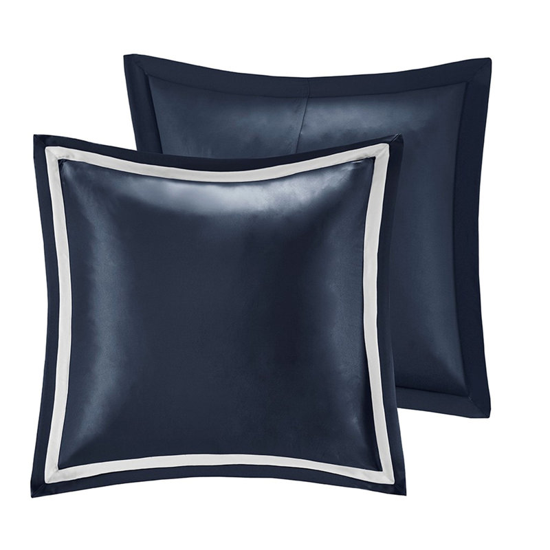 8 Piece Jacquard Comforter Set Navy/Silver