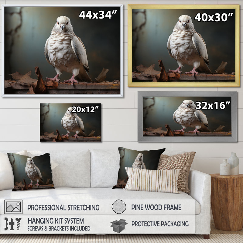 Gray Dove Portrait II, reproduction d'art sur toile, H 12 po x l 20 po x P 1 po, Toile tendue