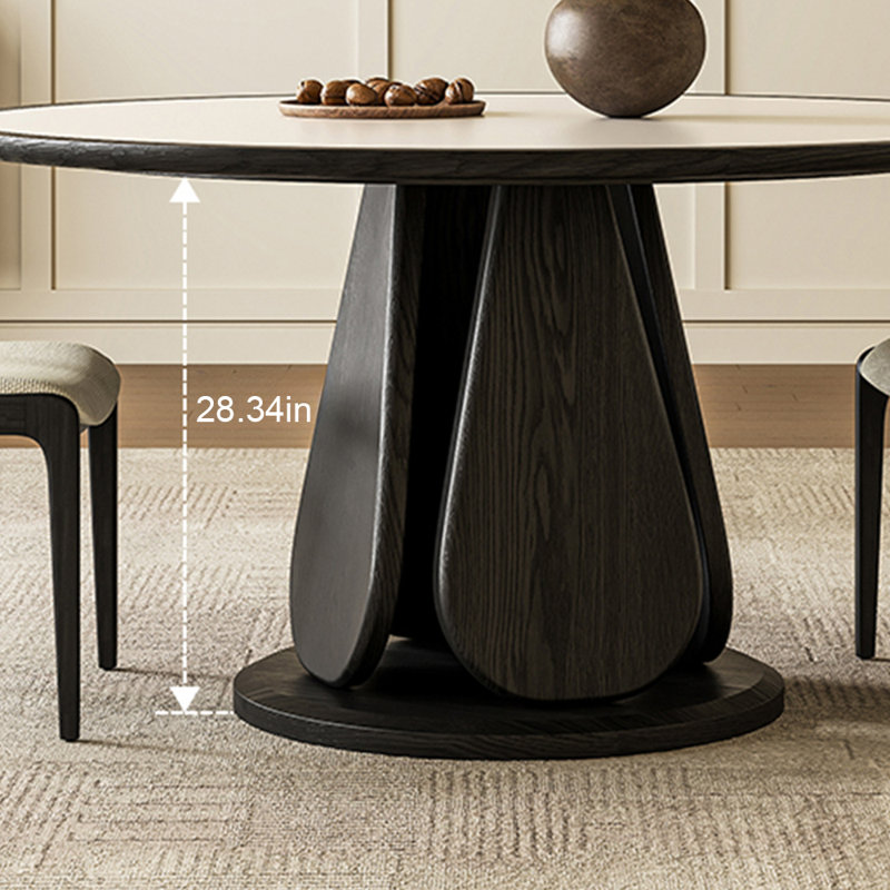Table ronde noire en bois massif, H 29,52 po x L 53,14 po x l 53,14 po