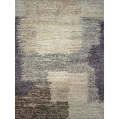 Hand Knotted Wool Area Rug in Beige/Gray/Blue/Brown