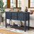 Retro Solid Wood Console Table with Ample Storage