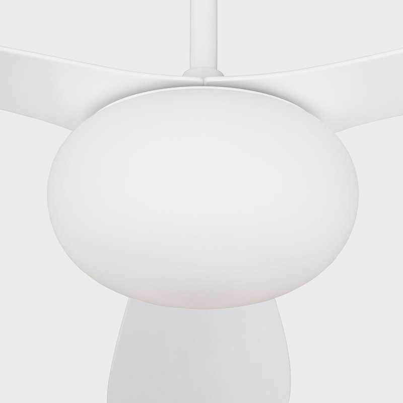 Visual Comfort Fan Drape Smart 58 LED Indoor Ceiling Fan with Threaded Downrod, Matte White ABS blades and Handheld Remote
