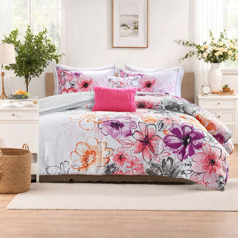 Ensembles de literie antimicrobiens, édredon floral simple en polyester, maison moderne